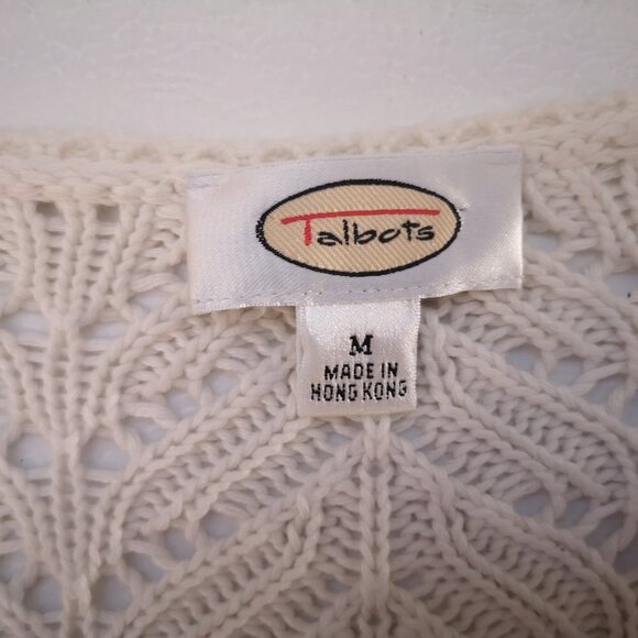 Talbots Ladies Size Medium Button Closure Beige Long Sleeve Cardigan - Picture 3 of 9